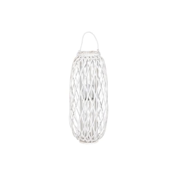 Candleholder Home ESPRIT White wicker Crystal 34 x 34 x 80 cm