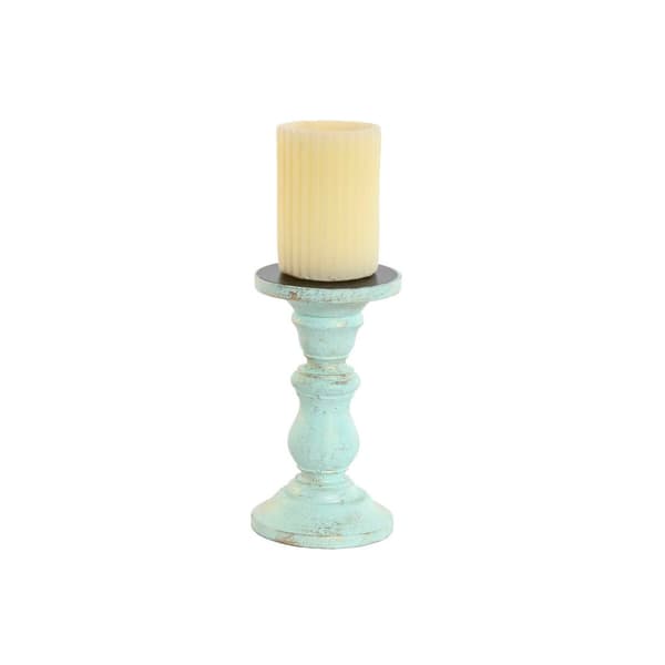 Candle Holder Home ESPRIT Yellow Blue Green Pink Metal Mango wood Shabby Chic 10 x 10 x 18 cm