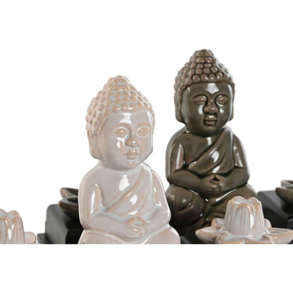 Burner Home ESPRIT Ceramic MDF Wood Buddha 24 x 8 x 14 cm (2 Units)