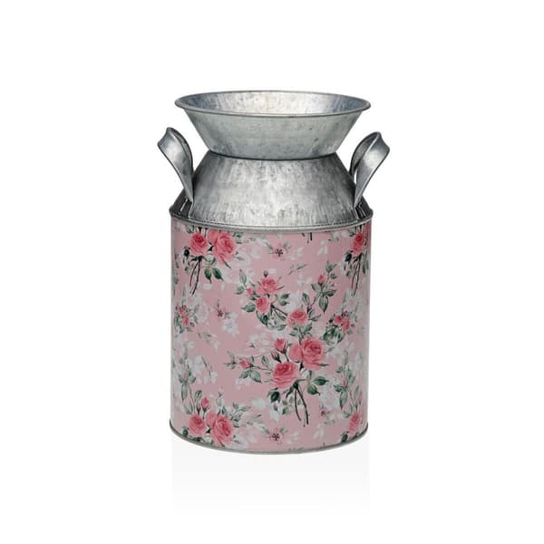Vase Versa Pink Metal Flowers 13 x 15,5 x 21 cm
