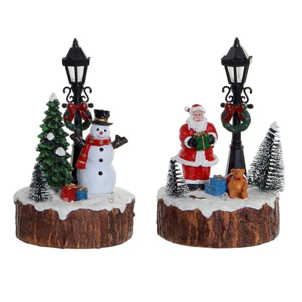 Decorative Figure DKD Home Decor LED Light Resin Snow Doll (9 x 9 x 13 cm) (2 Units)