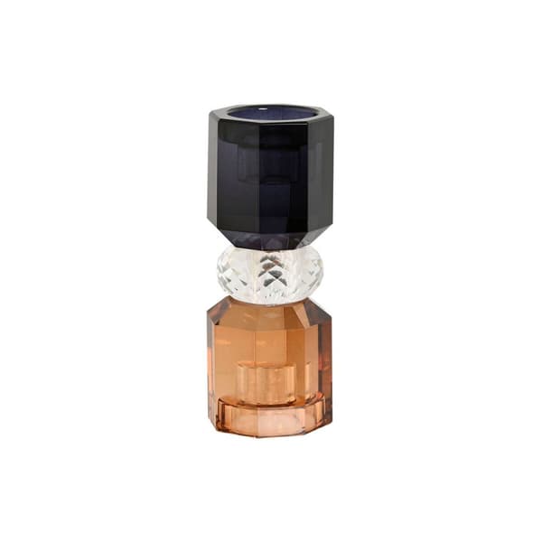 Candleholder Home ESPRIT Grey Amber Crystal 5,5 X 5,5 X 14,7 cm