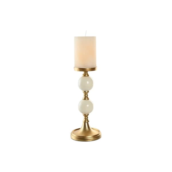 Candle Holder Home ESPRIT White Golden Aluminium Modern 15 x 15 x 33 cm