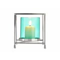 Miniatyrbillede 2 af 3: Candleholder Squared Silver Blue 11,5 x 12,6 x 11,5 cm Metal Glass