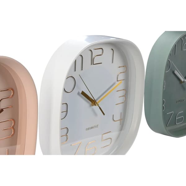Wall Clock Home ESPRIT White Green PVC 28,5 x 5 x 28,5 cm (3 Units)