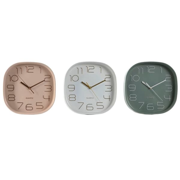 Wall Clock Home ESPRIT White Green PVC 28,5 x 5 x 28,5 cm (3 Units)