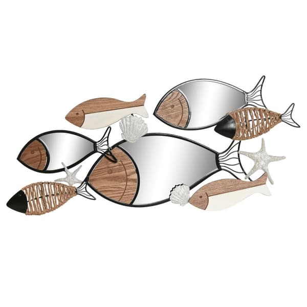 Wall mirror Home ESPRIT Black Natural Fish 83 x 5,5 x 36 cm