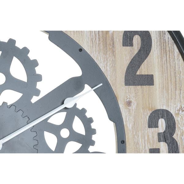 Wall Clock DKD Home Decor Natural Black MDF Iron Gears (60 x 4,5 x 60 cm)