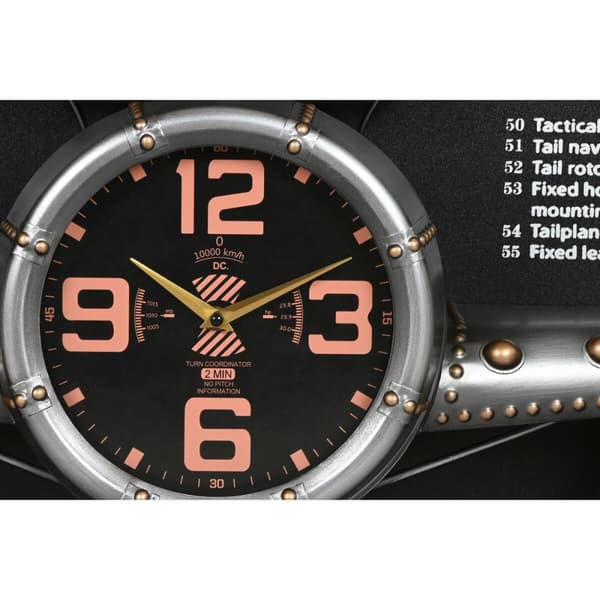 Wall Clock Home ESPRIT Golden Silver Metal Aeroplane Vintage 175 x 21 x 64 cm