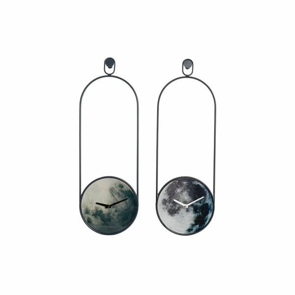 Wall Clock DKD Home Decor Crystal Grey Iron (20 x 4.5 x 60 cm) (2 pcs)