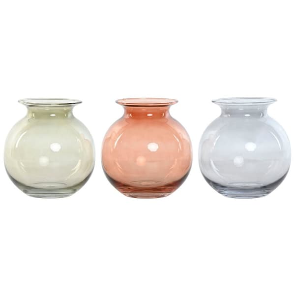 Vase Home ESPRIT Blue Green Amber Crystal Modern 17,5 X 17,5 X 18,2 cm (3 Units)