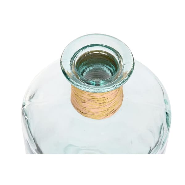 Vase Home ESPRIT Transparent Rushes Recycled glass Natural 25 x 25 x 75 cm