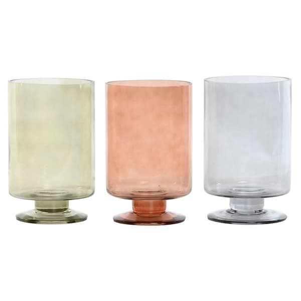 Vase Home ESPRIT Blue Green Amber Crystal Modern 12,5 x 12,5 x 20 cm (3 Units)