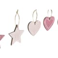 Miniatyrbild 3 av 4: Hanging decoration DKD Home Decor Pink Light Pink Wood 6,5 x 1 x 6,5 cm (9 Pieces) (3 Units)