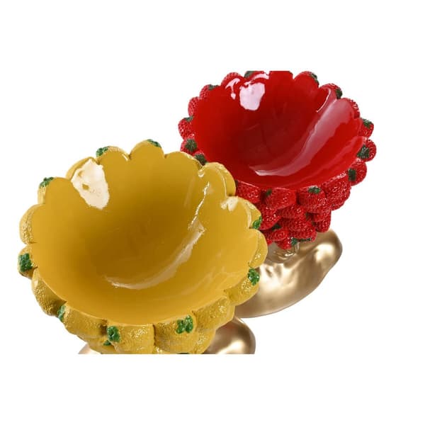 Vase Home ESPRIT Yellow Red Resin Golden Modern Fruit 28 x 17 x 35 cm (2 Units)