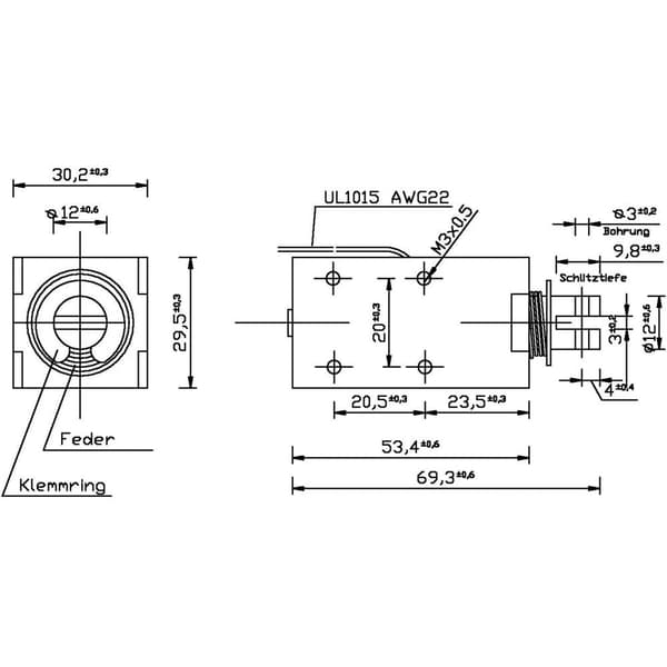 Tremba HMA-3027z.001-12VDC,100% Solenoid Dragmagnet 0.2 N 36 N 12 V/DC 10 W