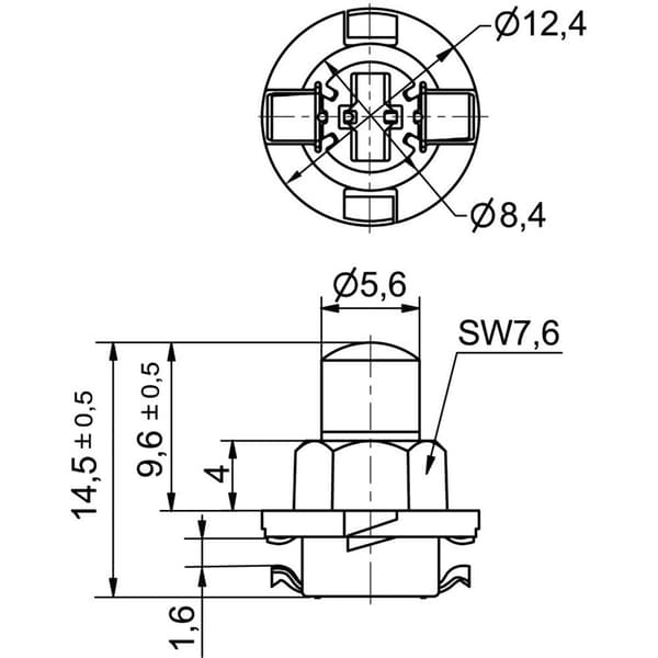 Signal Construct MWTB8444 LED-signallampa Blå B8.0-12 (EBSR/BAX) liknande 24 V/AC, 24 V/DC 300 mcd