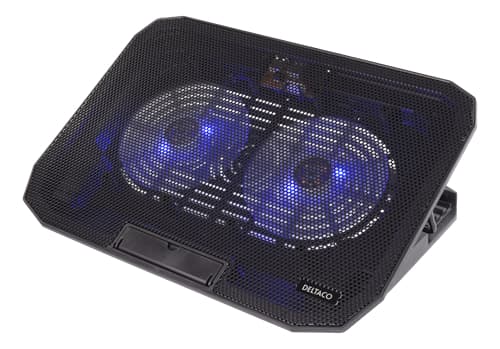 DELTACO 15,6" Laptop Cooler, 2x120mm fans with blue LED lights