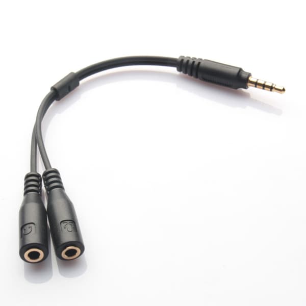 3.5mm Stereo Audio Male to 2 Female Headphone / Mic Splitter Cable Adapter