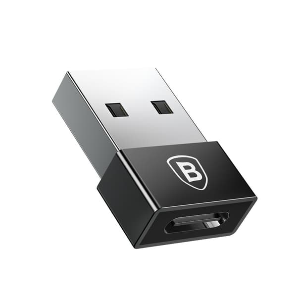 BASEUS USB Male to Type-c Female 2.4A Mini Adapter Converter - Black