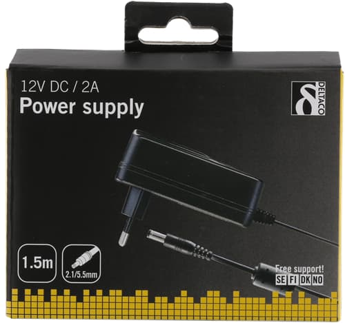 Deltaco Poweradapter 100 240v Ac 50 60hz To 12v Dc 2a 1 5m Cdon