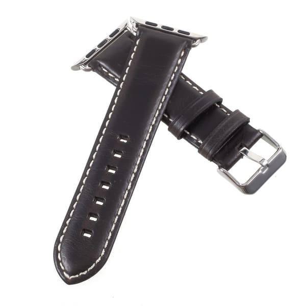 Genuine Leather Watch Band for Apple Watch Series 3/2/1 42mm - Black