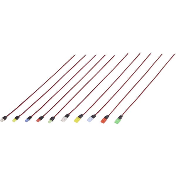 TRU COMPONENTS TC-6649288 LED sortiment Gul, Blå, Röd, Standardgrön (sidenmatt), Vit Fyrkantig 2 x 3 mm, 2 x 5 mm Tray