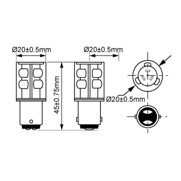 Barthelme 52160215 LED-lampa Vit BA15d 24 V/DC, 24 V/AC 20 mA 22 lm