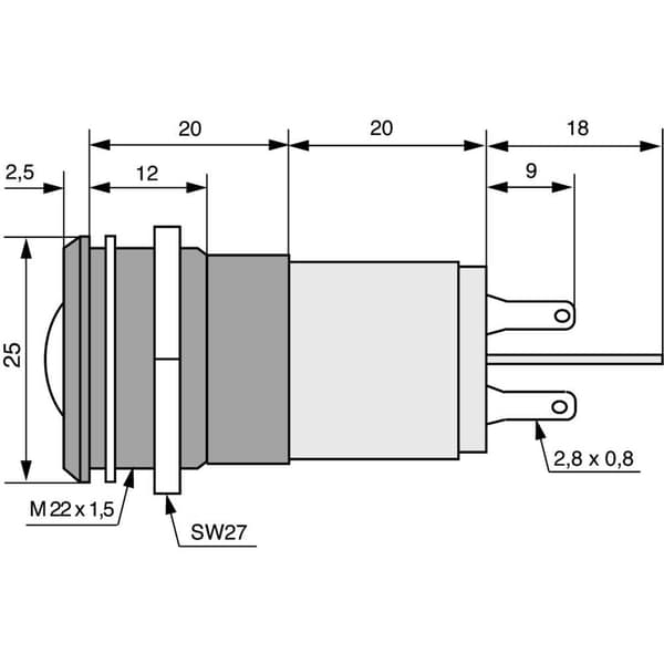 CML 195A135WMUC LED-signallampa Vit 24 V/DC, 24 V/AC