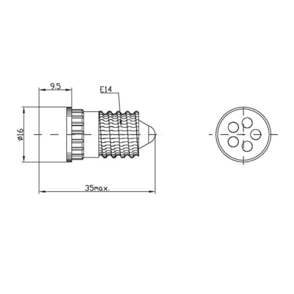 Signal Construct MCPE145368 LED-signallampa Vit E14 230 V/DC, 230 V/AC