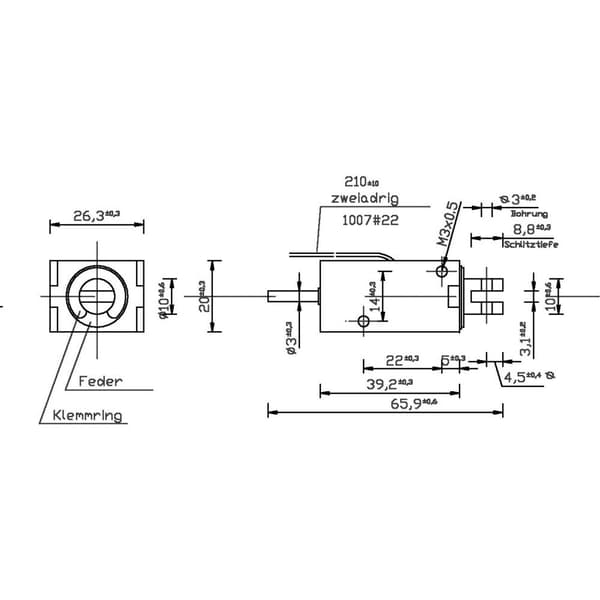 Tremba HMF-2620-39d.002-24VDC,100% Solenoid Tryckmagnet 0.8 N 8 N 24 V/DC 3.8 W