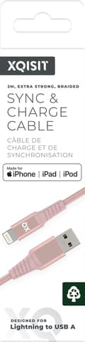 Pikkukuva 2 / 4: XQISIT USB Lightning Kaapeli Flätad Stark 2 m Ruusukulta