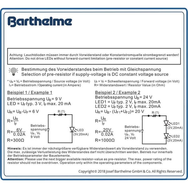 Barthelme LED sortiment Kallvit Rund 5 mm 14000 mcd 35 ° 20 mA 3 V