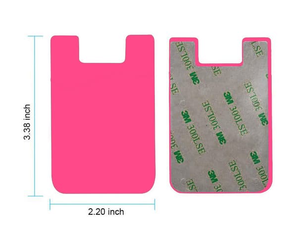 2x silikon sokk lommebok kort kontanter lomme klistremerke rosa
