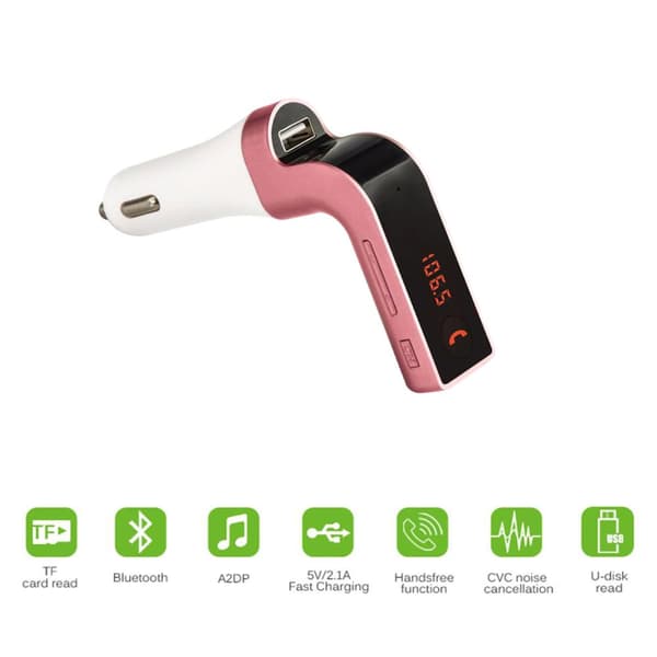 Bluetooth bil FM-sändarmodulator MP3 USB rosegold