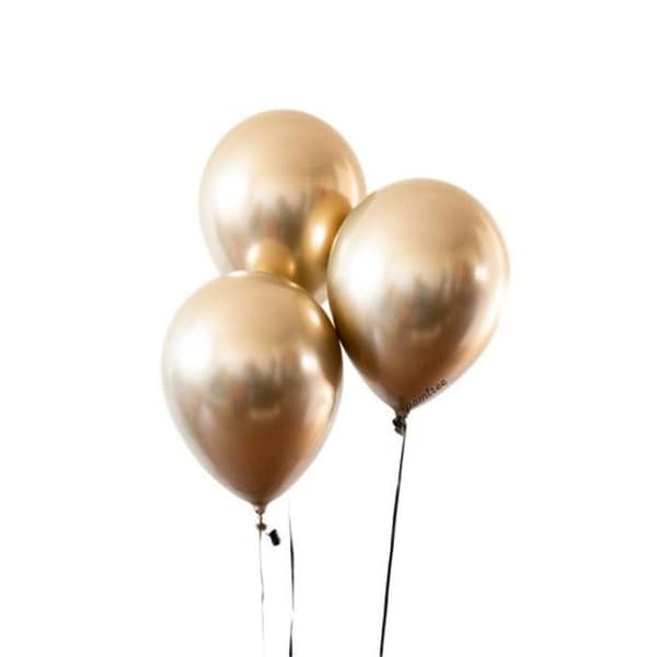 10x glanset perle oppustelig krom balloner metallisk guld