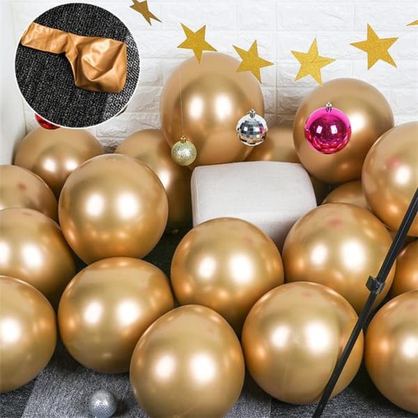 10x glanset perle oppblåsbar krom ballonger metallisk gull