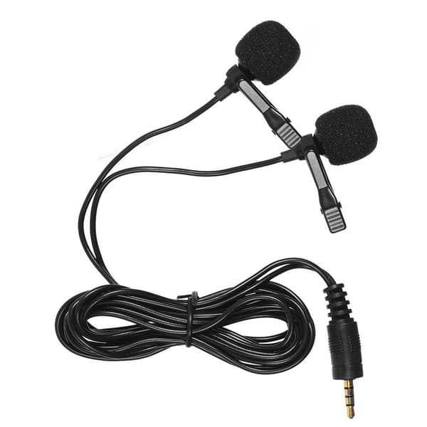 Lavalier Lapel med dubbla huvud Mikrofon Mic 3.5mm Audio Plug