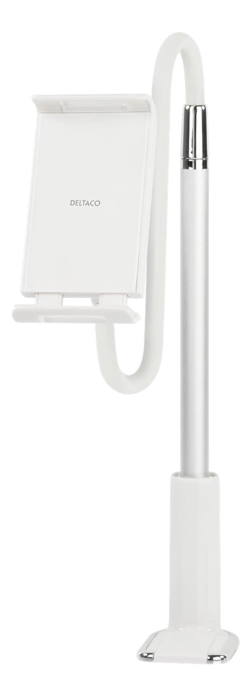 DELTACO Stand For Phones & Tablets, Fixed And Flexible Arm Hvid