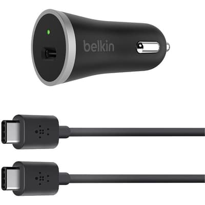 Billaddare USB-C 15W till USB-C 2.0 Kabel Svart