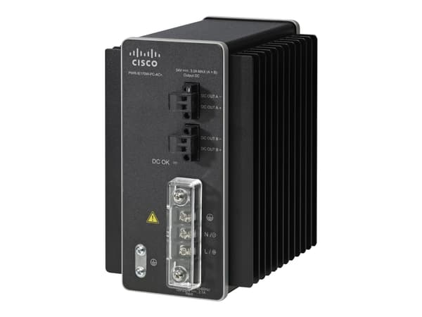 Cisco AC-DC Power Module for POE solution - Strømadapter (DIN-skinnemonterbar) - AC 90 - 264/ DC 106 - 300 V - 170 watt - for Industrial Ethernet 400 Sort