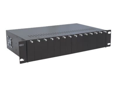 Intellinet 14-Slot Media Converter Chassis, Includes redundant power supply, 19" rackmountable, 2U - Modulär expansionsenhet - 2U - kan monteras i ra