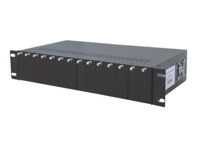 Intellinet 14-Slot Media Converter Chassis, Includes redundant power supply, 19" rackmountable, 2U - Modulär expansionsenhet - 2U - kan monteras i ra