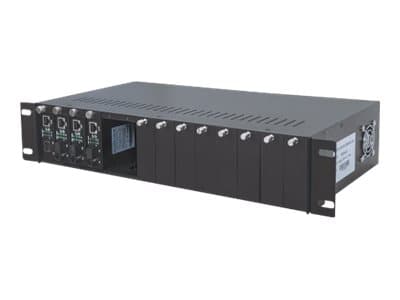 Intellinet 14-Slot Media Converter Chassis, Includes redundant power supply, 19" rackmountable, 2U - Modulär expansionsenhet - 2U - kan monteras i ra