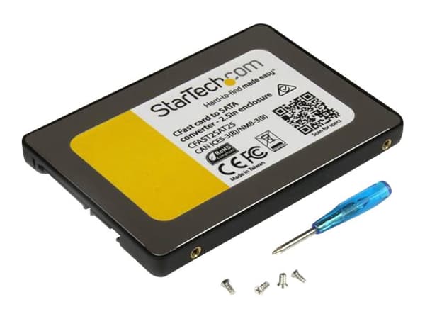 StarTech.com CFast Card to SATA Adapter with 2.5" Housing - Supports SATA III (6 Gbps) - CFast Memory Card Converter - OS Independent (CFAST2SAT25) - Sort, Sølv