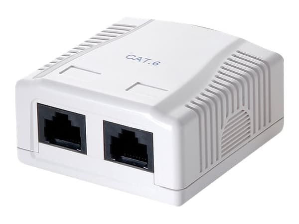 LogiLink - Ytmonterat uttag - CAT 6 - UTP - RJ-45 X 2 - kritvit, RAL 9010 Vit