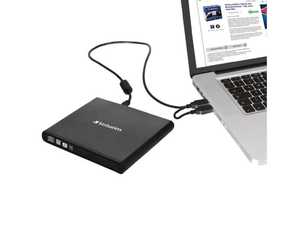 Verbatim Slimline CD/DVD, Musta, Vaaka, Kannettava tietokone, DVD-RW, USB 2.0, CD, CD-R, CD-RW, DVD, DVD+R, DVD+R DL, DVD+RW, DVD-R, DVD-R DL, DVD-RA