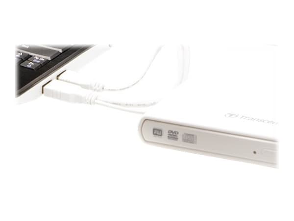 Transcend TS8XDVDS-W, Valkoinen, Työpöytä/Notebook, DVD±RW, USB 2.0, CD-R, CD-RW, DVD+R, DVD+RW, DVD-RAM, DVD-RW, 5 - 40 °C