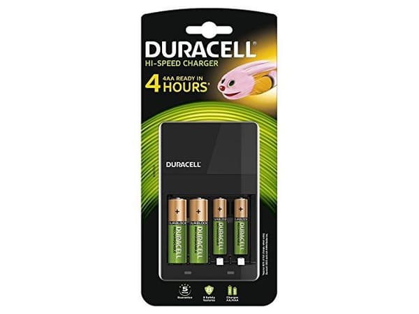 Duracell High-Speed Value CEF14 - 4 h batteriladdare - (för 4xAA/AAA) 2 x AA-typ - NiMH - 1300 mAh - 7 Watt - med 2 x AAA NiHM 750 mAh laddningsbara