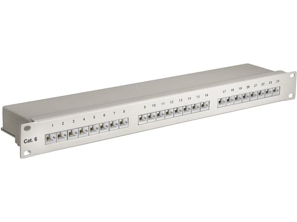 goobay - Koblingspanel - CAT 6a - STP - RJ-45 X 24 - grå - 1U - 19"